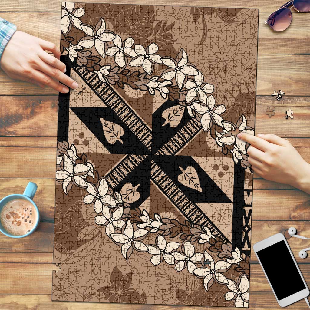 Bula Fiji Plumeria Tagimoucia Salusalu Mocha Puzzle Kaiviti Masi - Polynesian Pride