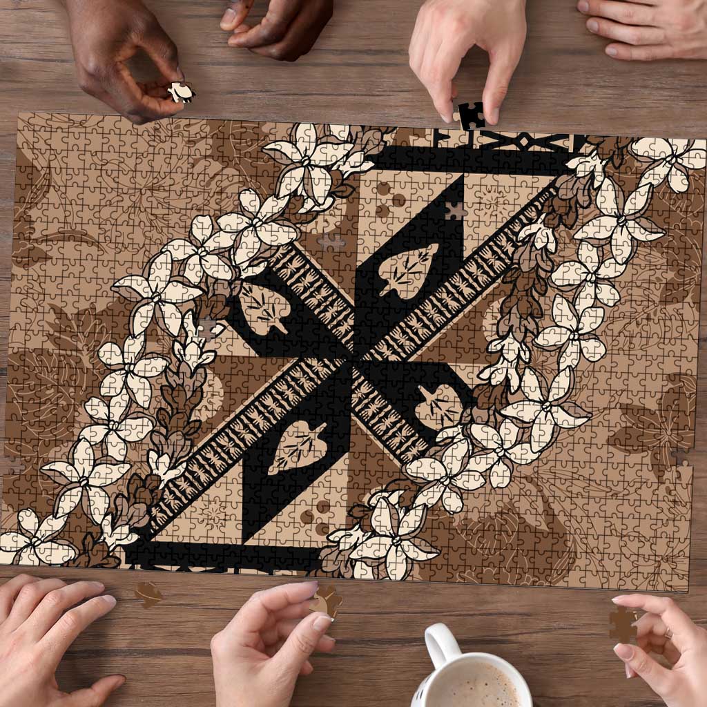 Bula Fiji Plumeria Tagimoucia Salusalu Mocha Puzzle Kaiviti Masi - Polynesian Pride