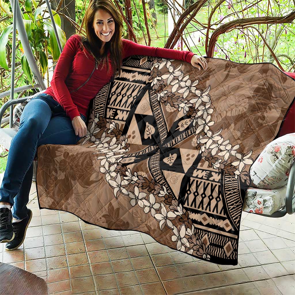 Bula Fiji Plumeria Tagimoucia Salusalu Mocha Quilt Kaiviti Masi - Polynesian Pride