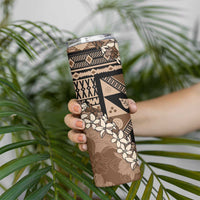 Bula Fiji Plumeria Tagimoucia Salusalu Mocha Skinny Tumbler Kaiviti Masi - Polynesian Pride