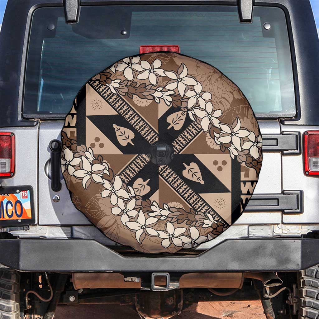 Bula Fiji Plumeria Tagimoucia Salusalu Mocha Spare Tire Cover Kaiviti Masi - Polynesian Pride