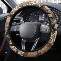 Bula Fiji Plumeria Tagimoucia Salusalu Mocha Steering Wheel Cover Kaiviti Masi - Polynesian Pride