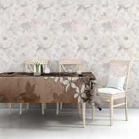 Bula Fiji Plumeria Tagimoucia Salusalu Mocha Tablecloth Kaiviti Masi - Polynesian Pride