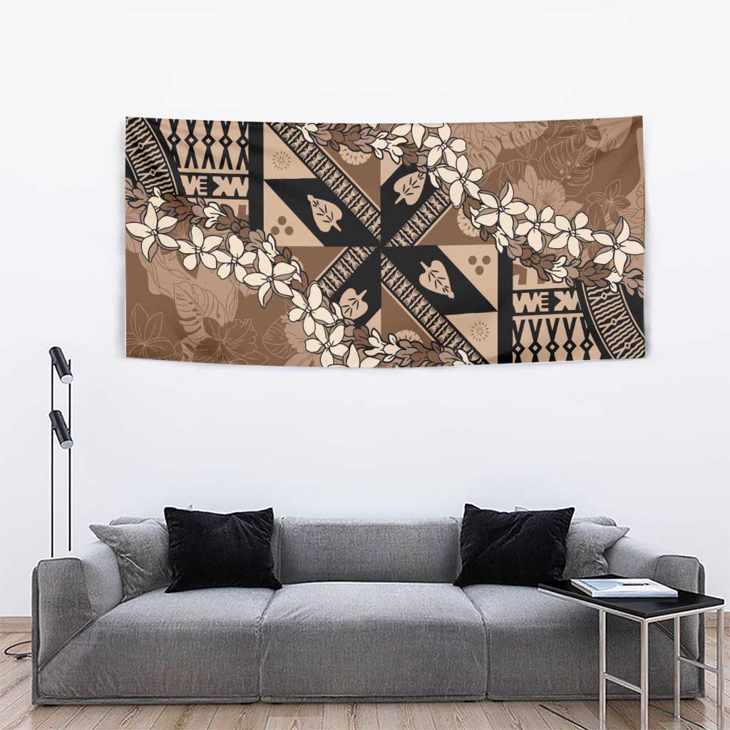 Bula Fiji Plumeria Tagimoucia Salusalu Mocha Tapestry Kaiviti Masi LT7 - Polynesian Pride