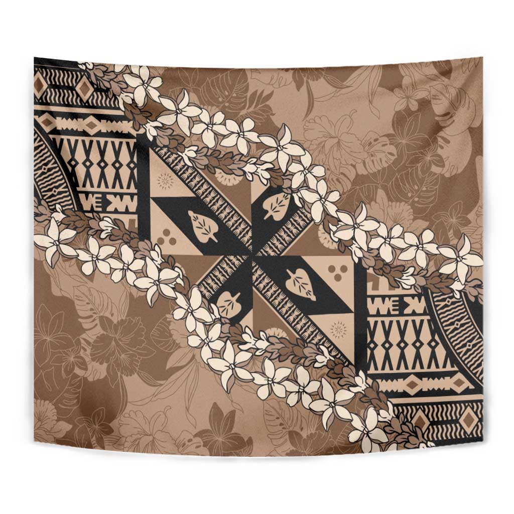 Bula Fiji Plumeria Tagimoucia Salusalu Mocha Tapestry Kaiviti Masi LT7 - Polynesian Pride