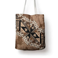 Bula Fiji Plumeria Tagimoucia Salusalu Mocha Tote Bag Kaiviti Masi - Polynesian Pride