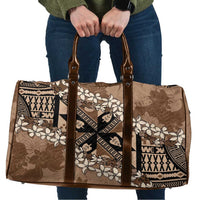 Bula Fiji Plumeria Tagimoucia Salusalu Mocha Travel Bag Kaiviti Masi - Polynesian Pride