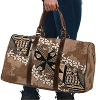 Bula Fiji Plumeria Tagimoucia Salusalu Mocha Travel Bag Kaiviti Masi - Polynesian Pride