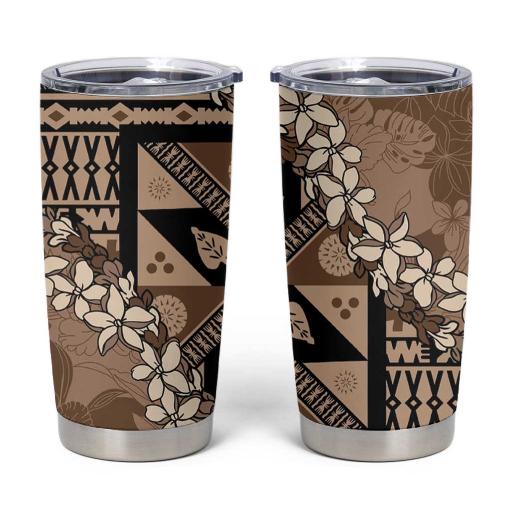 Bula Fiji Plumeria Tagimoucia Salusalu Mocha Tumbler Cup Kaiviti Masi - Polynesian Pride