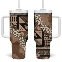 Bula Fiji Plumeria Tagimoucia Salusalu Mocha Tumbler With Handle Kaiviti Masi - Polynesian Pride
