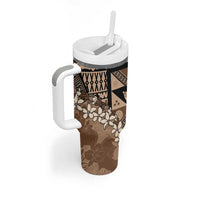 Bula Fiji Plumeria Tagimoucia Salusalu Mocha Tumbler With Handle Kaiviti Masi - Polynesian Pride