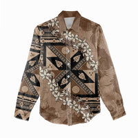 Bula Fiji Plumeria Tagimoucia Salusalu Mocha Women Casual Shirt Kaiviti Masi - Polynesian Pride