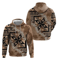Bula Fiji Plumeria Tagimoucia Salusalu Mocha Zip Hoodie Kaiviti Masi - Polynesian Pride