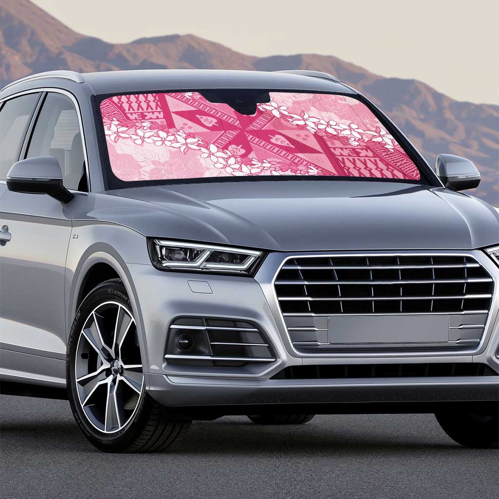 Bula Fiji Plumeria Tagimoucia Salusalu Pink Auto Sun Shade Kaiviti Masi - Polynesian Pride