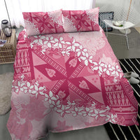 Bula Fiji Plumeria Tagimoucia Salusalu Pink Bedding Set Kaiviti Masi - Polynesian Pride
