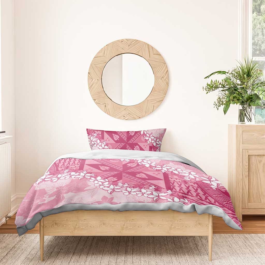 Bula Fiji Plumeria Tagimoucia Salusalu Pink Bedding Set Kaiviti Masi - Polynesian Pride