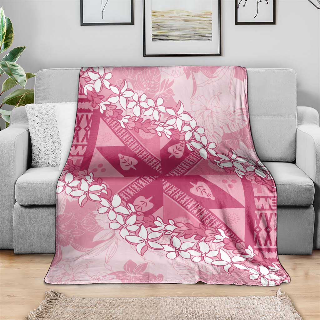 Bula Fiji Plumeria Tagimoucia Salusalu Pink Blanket Kaiviti Masi - Polynesian Pride