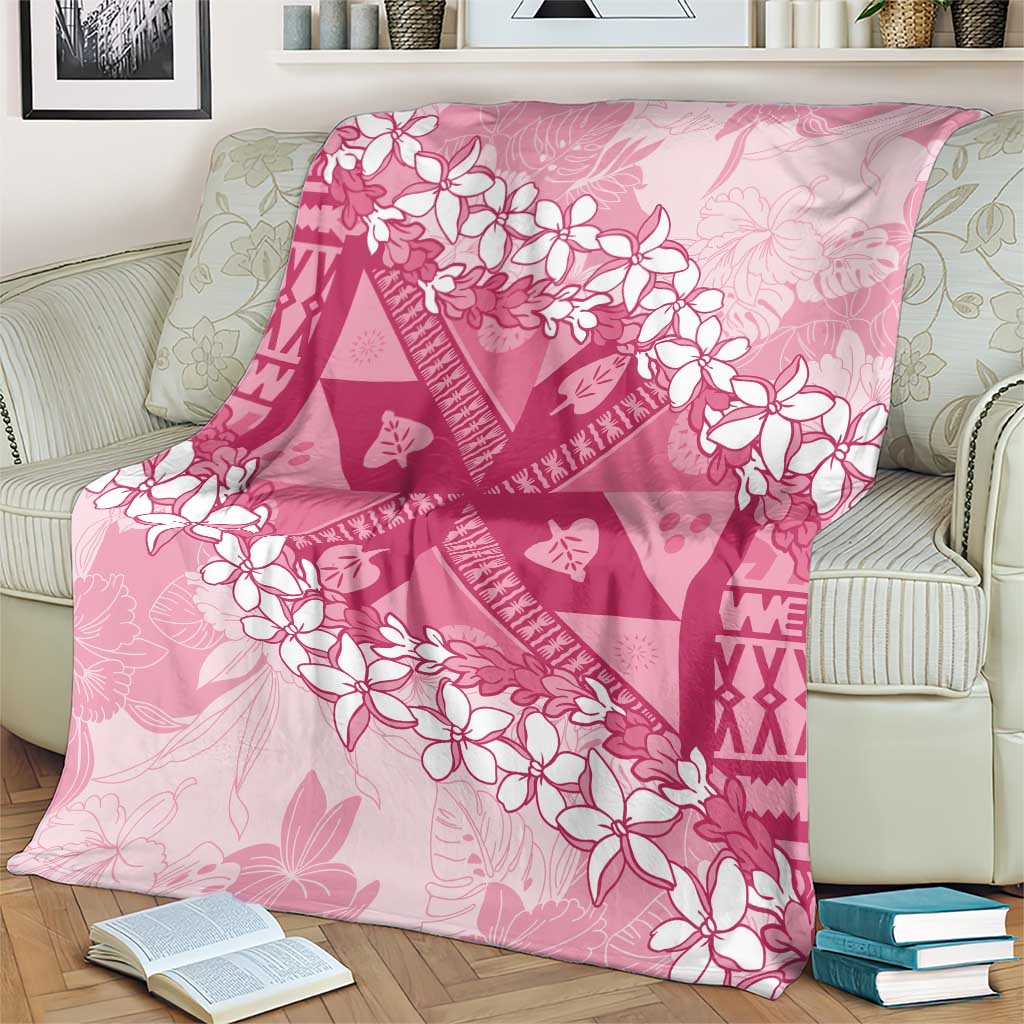 Bula Fiji Plumeria Tagimoucia Salusalu Pink Blanket Kaiviti Masi - Polynesian Pride