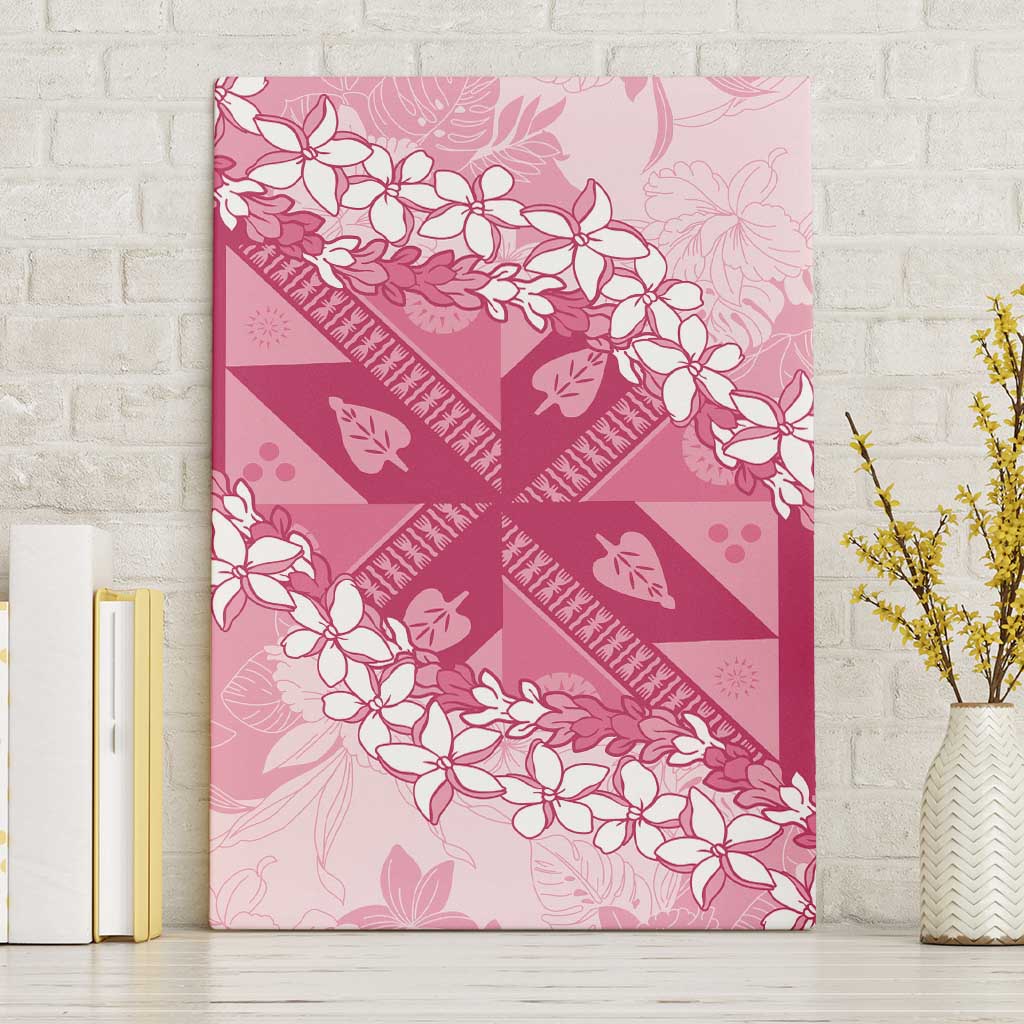 Bula Fiji Plumeria Tagimoucia Salusalu Pink Canvas Wall Art Kaiviti Masi - Polynesian Pride