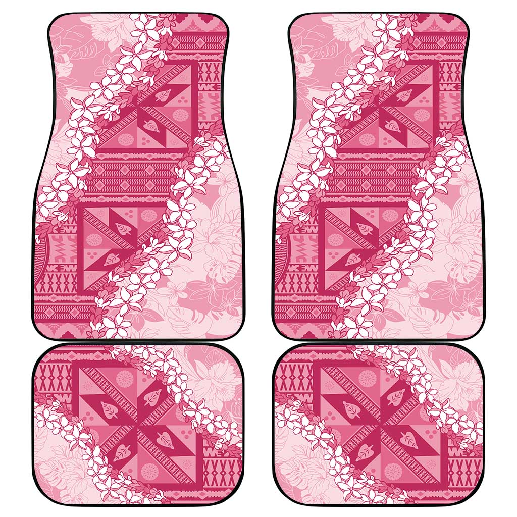 Bula Fiji Plumeria Tagimoucia Salusalu Pink Car Mats Kaiviti Masi - Polynesian Pride