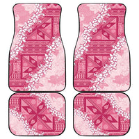 Bula Fiji Plumeria Tagimoucia Salusalu Pink Car Mats Kaiviti Masi - Polynesian Pride