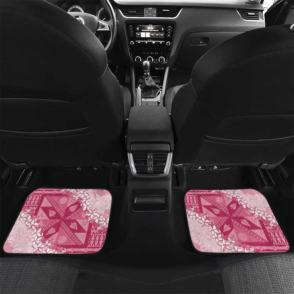 Bula Fiji Plumeria Tagimoucia Salusalu Pink Car Mats Kaiviti Masi - Polynesian Pride