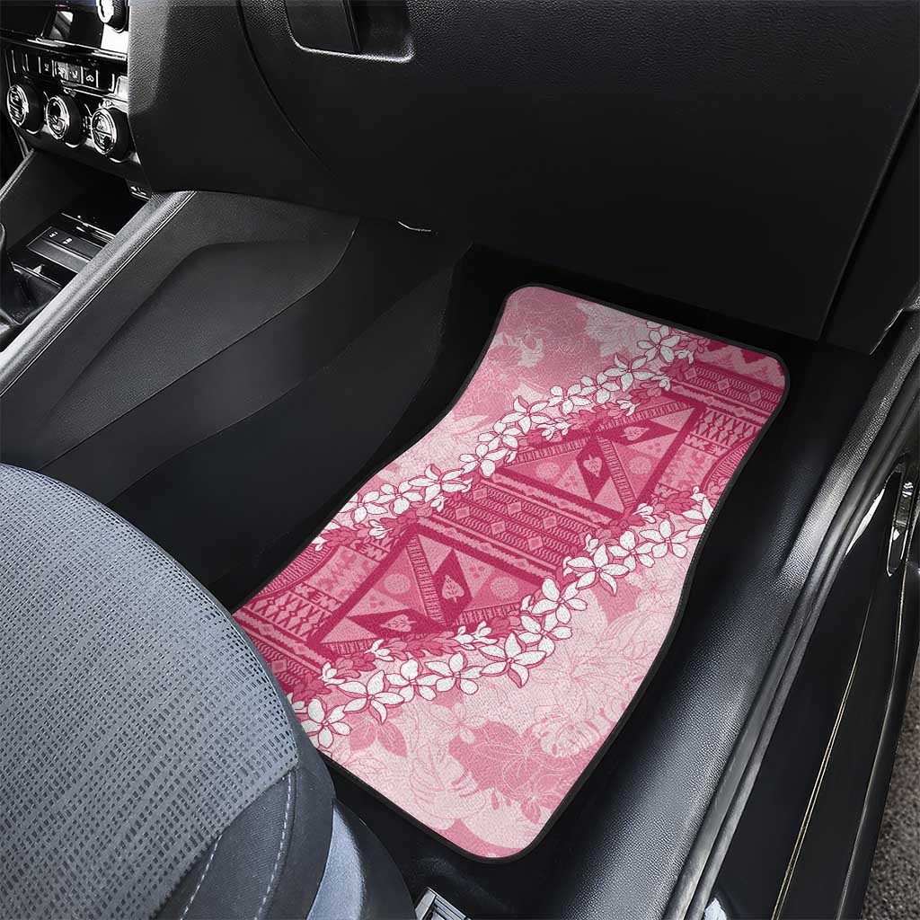 Bula Fiji Plumeria Tagimoucia Salusalu Pink Car Mats Kaiviti Masi - Polynesian Pride