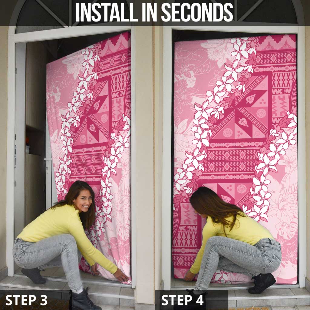 Bula Fiji Plumeria Tagimoucia Salusalu Pink Door Cover Kaiviti Masi - Polynesian Pride