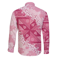 Bula Fiji Plumeria Tagimoucia Salusalu Pink Family Matching Off Shoulder Maxi Dress and Hawaiian Shirt Kaiviti Masi - Polynesian Pride