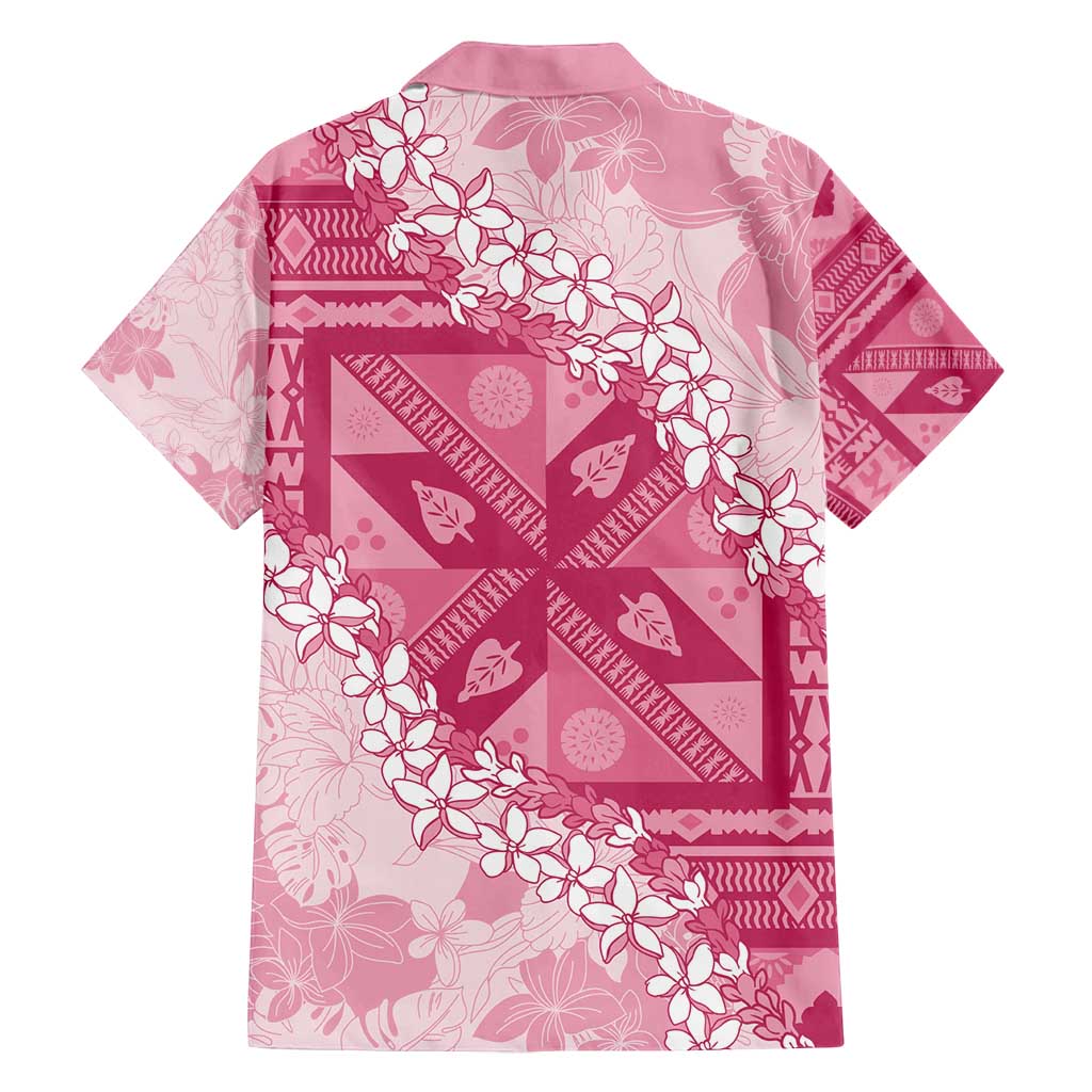 Bula Fiji Plumeria Tagimoucia Salusalu Pink Family Matching Puletasi and Hawaiian Shirt Kaiviti Masi - Polynesian Pride