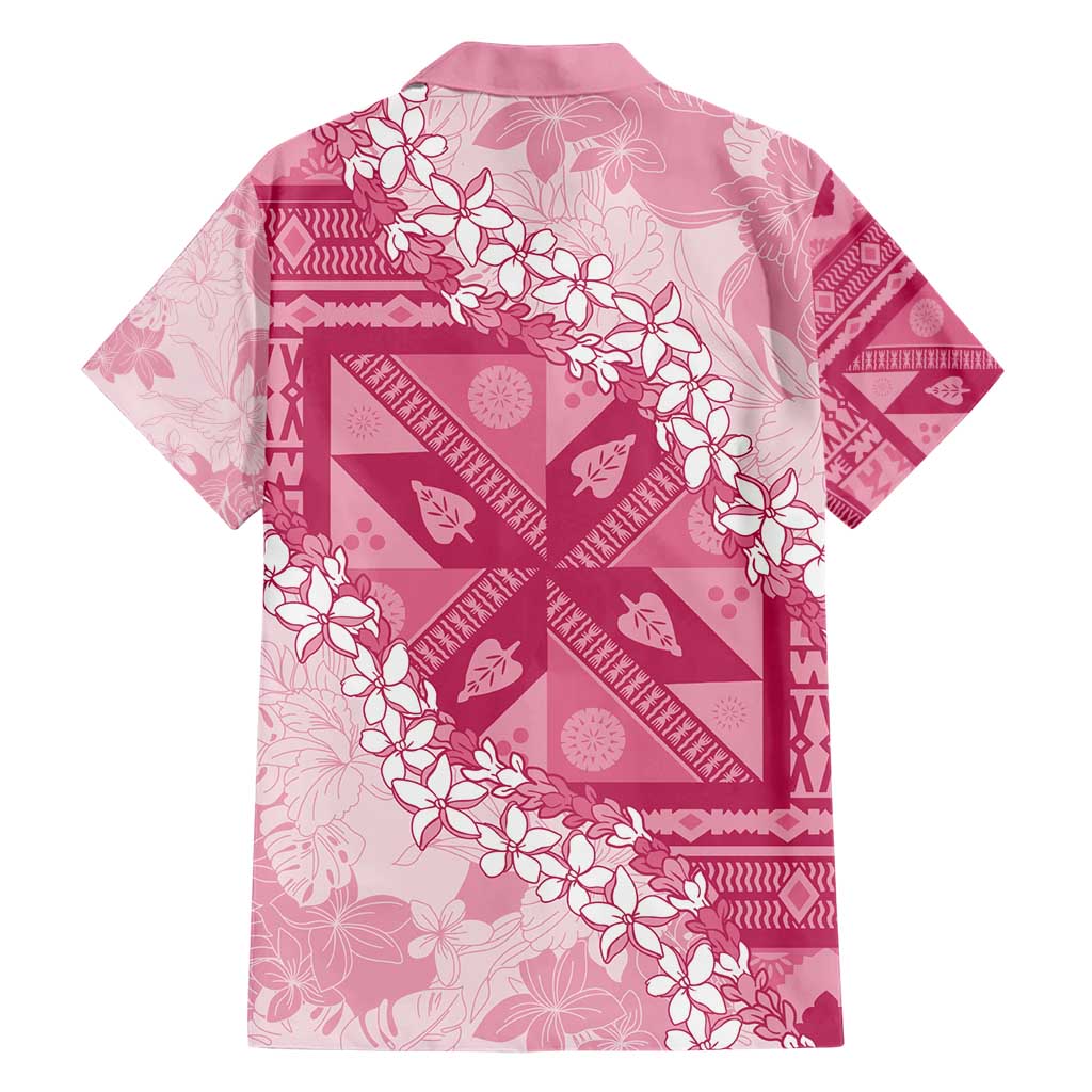Bula Fiji Plumeria Tagimoucia Salusalu Pink Family Matching Short Sleeve Bodycon Dress and Hawaiian Shirt Kaiviti Masi - Polynesian Pride
