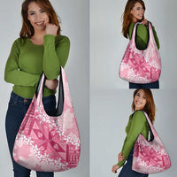 Bula Fiji Plumeria Tagimoucia Salusalu Pink Grocery Bag Kaiviti Masi - Polynesian Pride