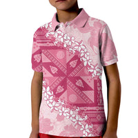 Bula Fiji Plumeria Tagimoucia Salusalu Pink Kid Polo Shirt Kaiviti Masi - Polynesian Pride