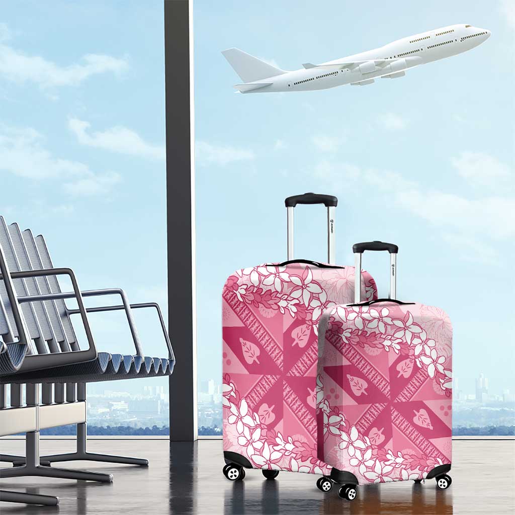 Bula Fiji Plumeria Tagimoucia Salusalu Pink Luggage Cover Kaiviti Masi - Polynesian Pride