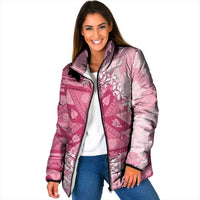 Bula Fiji Plumeria Tagimoucia Salusalu Pink Padded Jacket Kaiviti Masi LT7 Women Pink - Polynesian Pride