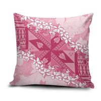 Bula Fiji Plumeria Tagimoucia Salusalu Pink Pillow Cover Kaiviti Masi - Polynesian Pride