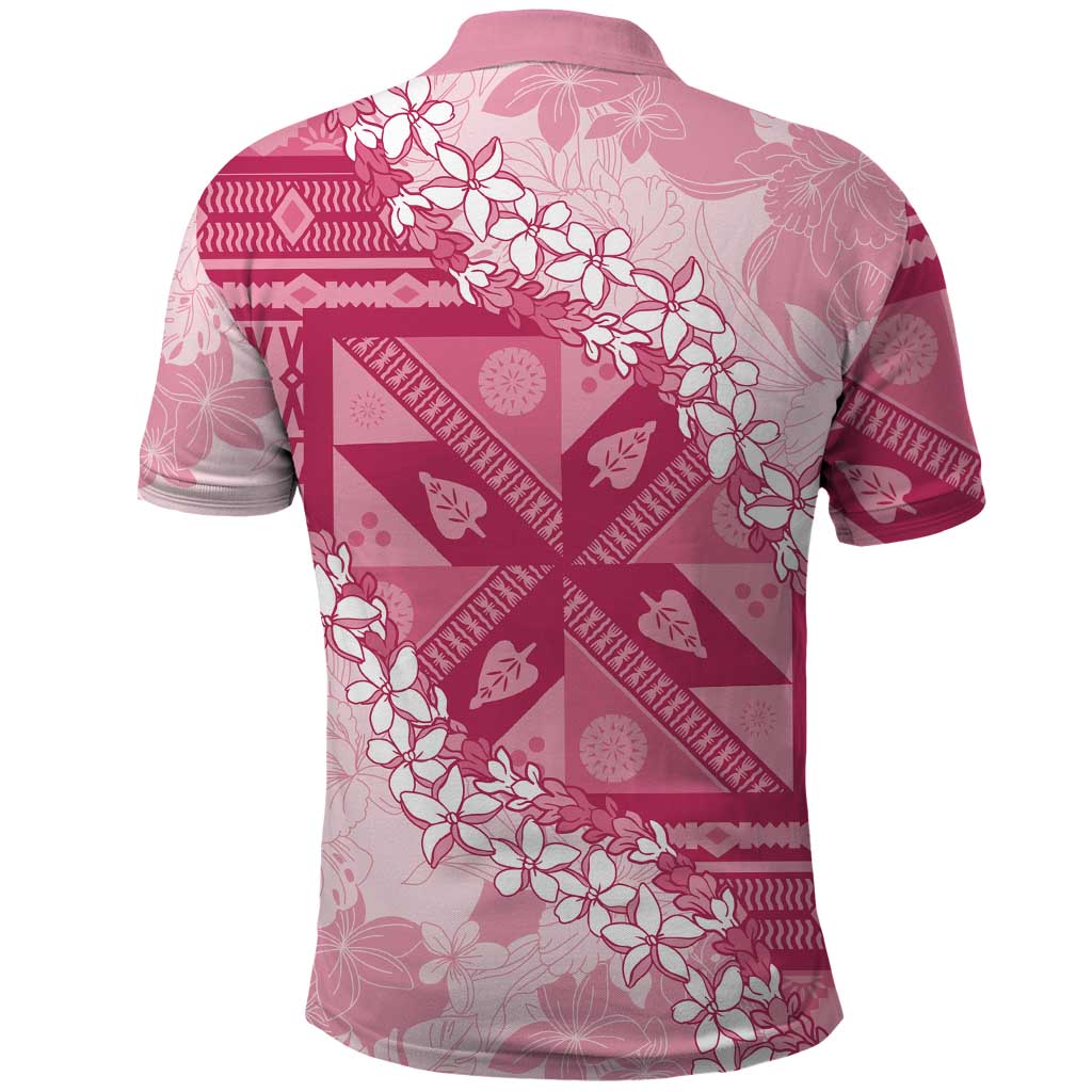 Bula Fiji Plumeria Tagimoucia Salusalu Pink Polo Shirt Kaiviti Masi - Polynesian Pride