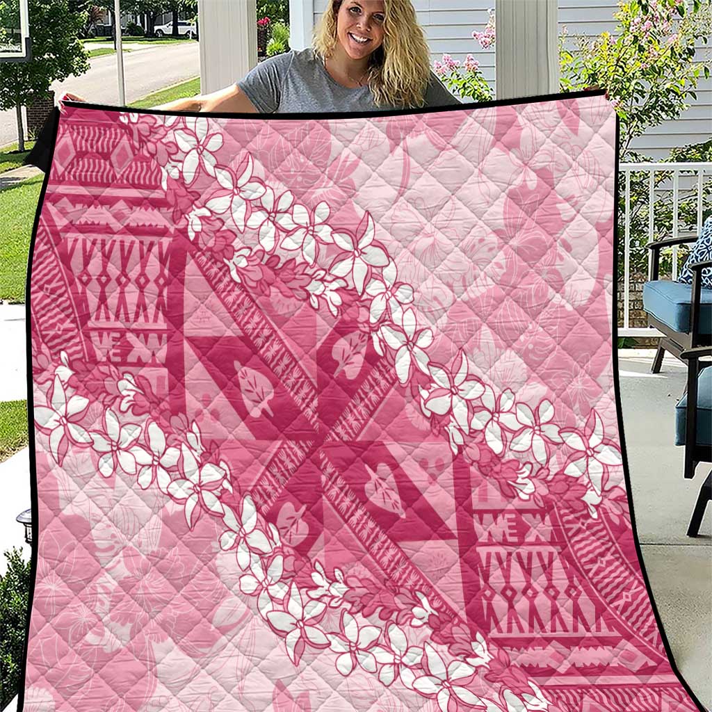 Bula Fiji Plumeria Tagimoucia Salusalu Pink Quilt Kaiviti Masi - Polynesian Pride