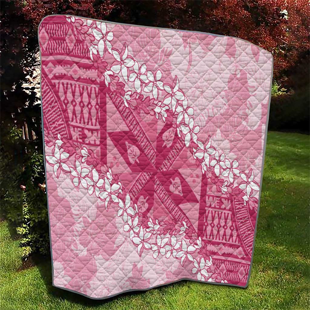 Bula Fiji Plumeria Tagimoucia Salusalu Pink Quilt Kaiviti Masi - Polynesian Pride