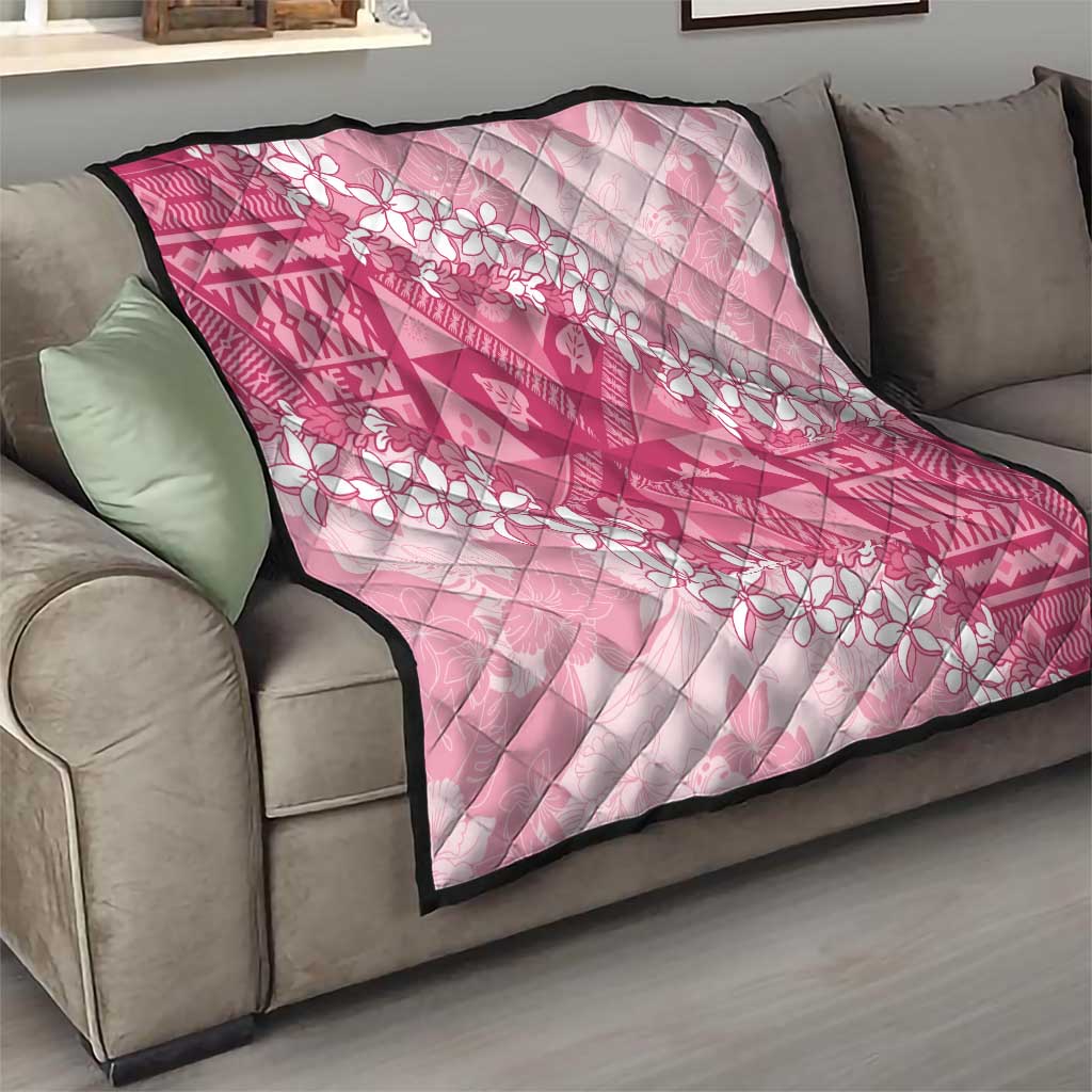 Bula Fiji Plumeria Tagimoucia Salusalu Pink Quilt Kaiviti Masi - Polynesian Pride