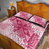 Bula Fiji Plumeria Tagimoucia Salusalu Pink Quilt Bed Set Kaiviti Masi - Polynesian Pride