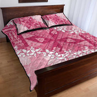 Bula Fiji Plumeria Tagimoucia Salusalu Pink Quilt Bed Set Kaiviti Masi - Polynesian Pride