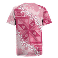 Bula Fiji Plumeria Tagimoucia Salusalu Pink Rugby Jersey Kaiviti Masi - Polynesian Pride