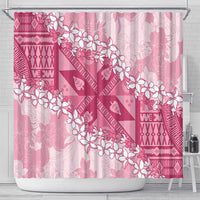 Bula Fiji Plumeria Tagimoucia Salusalu Pink Shower Curtain Kaiviti Masi - Polynesian Pride
