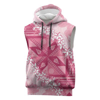 Bula Fiji Plumeria Tagimoucia Salusalu Pink Sleeveless Hoodie Kaiviti Masi - Polynesian Pride