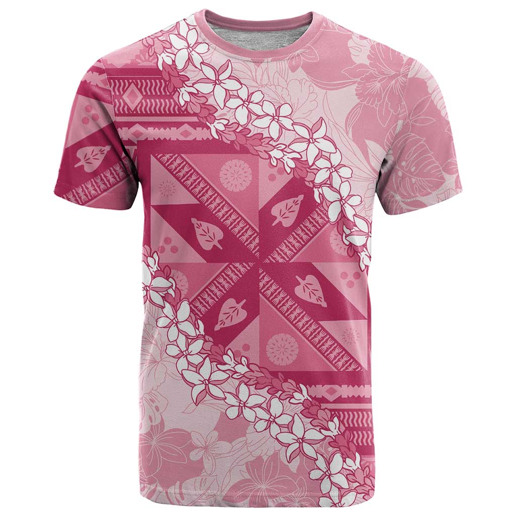 Bula Fiji Plumeria Tagimoucia Salusalu Pink T Shirt Kaiviti Masi - Polynesian Pride