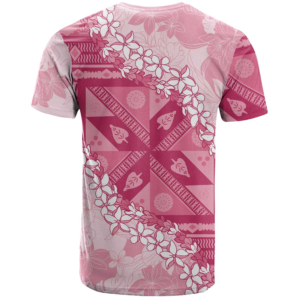 Bula Fiji Plumeria Tagimoucia Salusalu Pink T Shirt Kaiviti Masi - Polynesian Pride