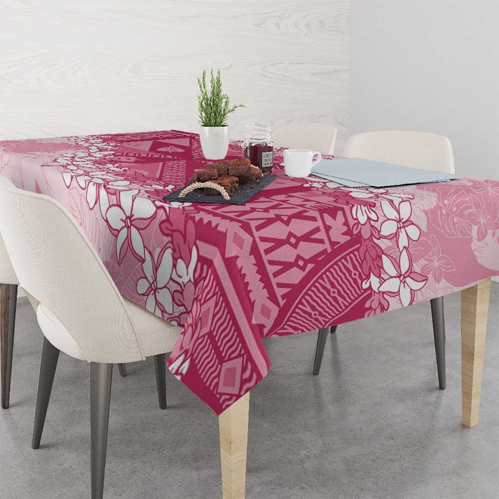 Bula Fiji Plumeria Tagimoucia Salusalu Pink Tablecloth Kaiviti Masi LT7 - Polynesian Pride