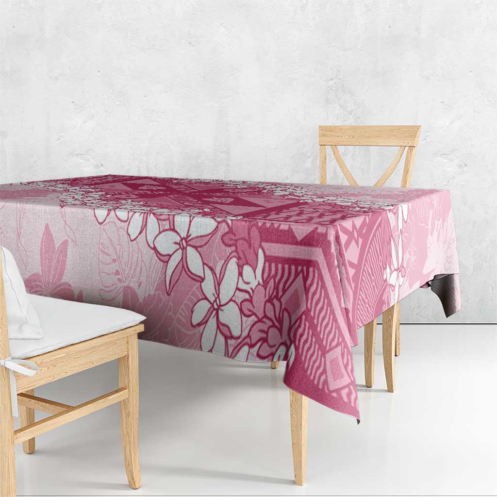 Bula Fiji Plumeria Tagimoucia Salusalu Pink Tablecloth Kaiviti Masi LT7 - Polynesian Pride