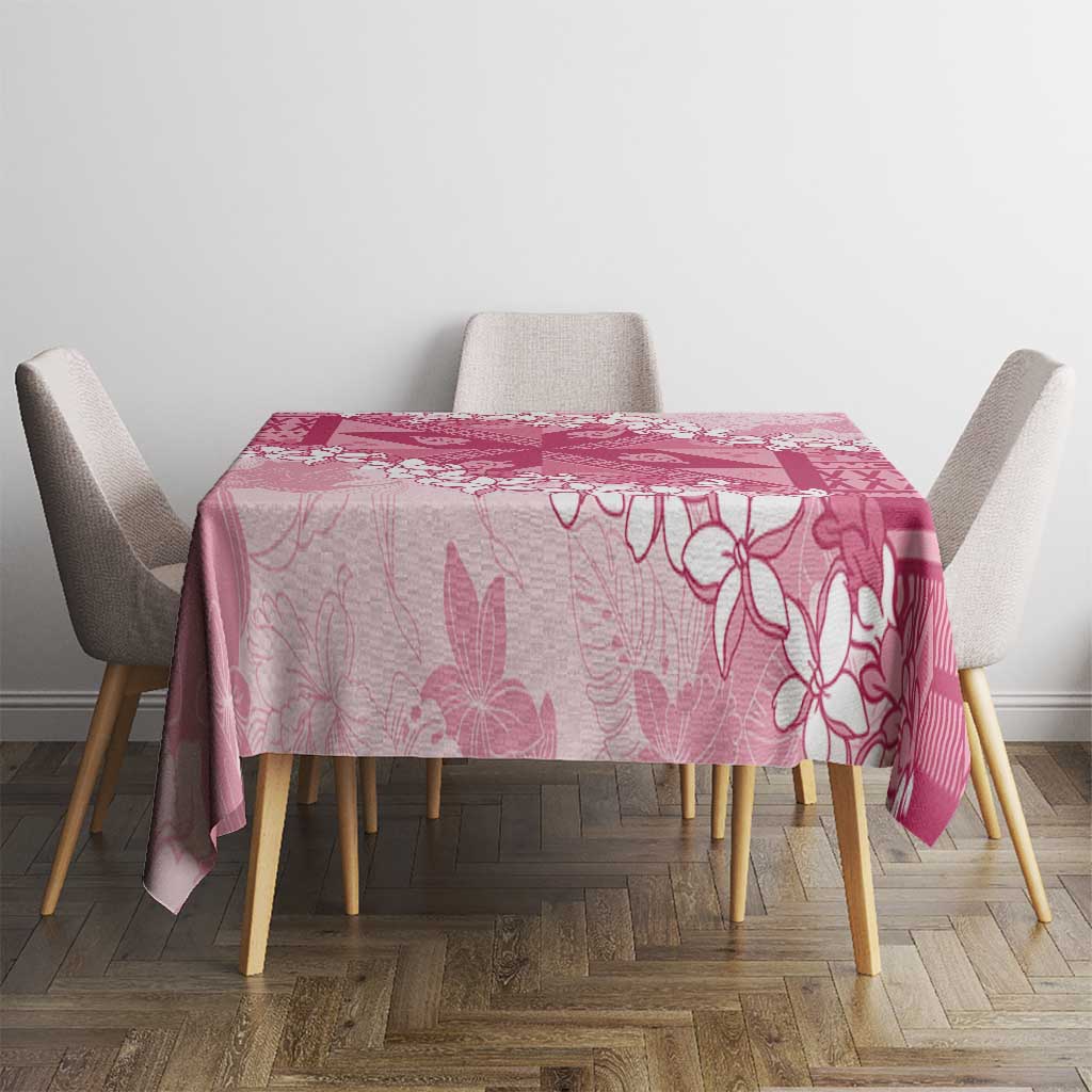 Bula Fiji Plumeria Tagimoucia Salusalu Pink Tablecloth Kaiviti Masi LT7 - Polynesian Pride